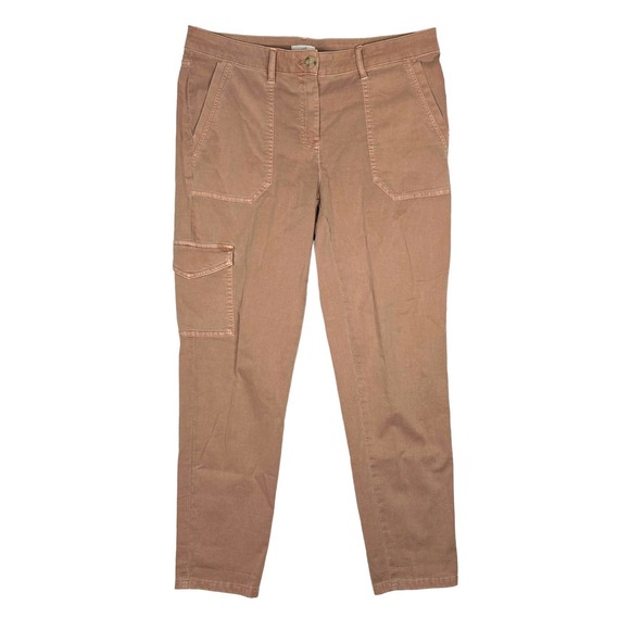 J Jill Womens 12 Utility Cargo Ankle Pants Twill Chino Mid Rise Stretch Tan Pink - Picture 1 of 10